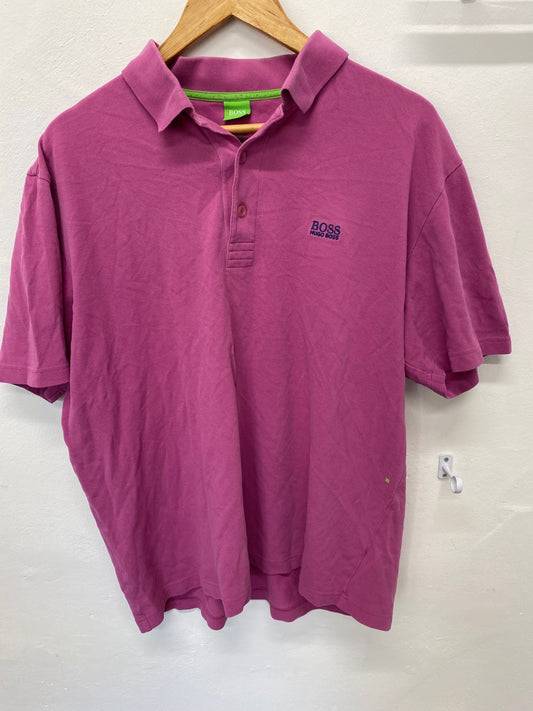 Fabulous BOSS Polo Shirt XL Pink classic fit cotton KM001