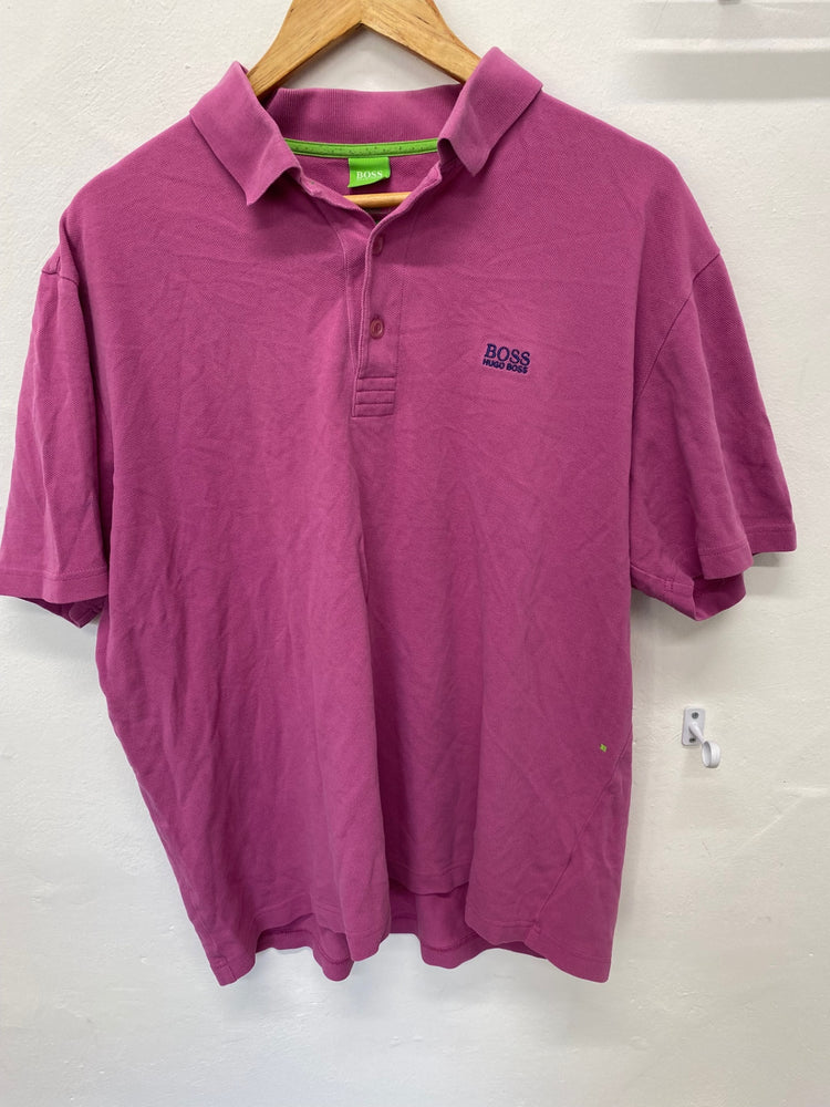Fabulous BOSS Polo Shirt XL Pink classic fit cotton KM001