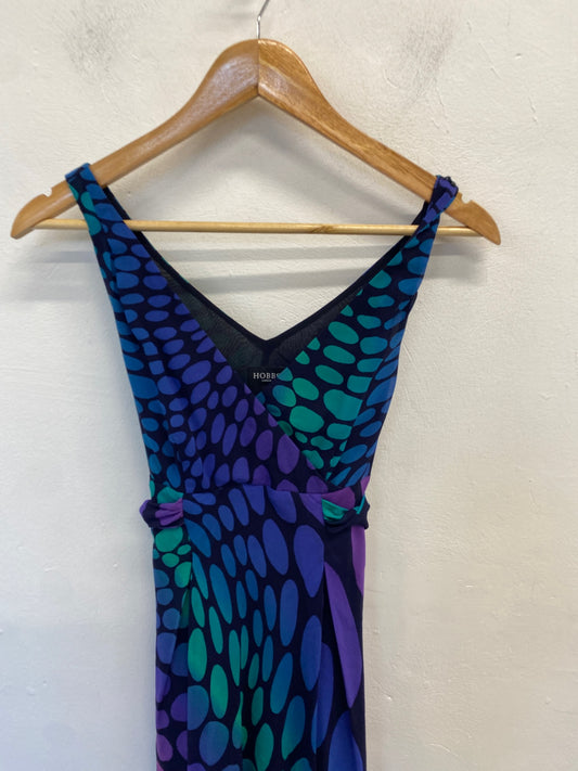 Fabulous Hobbs Dress UK 8 Purple and Blue spotted midi WLH01