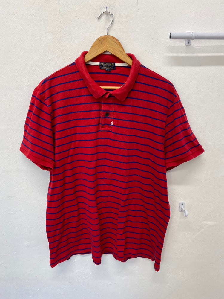 Fabulous Polo Jean Company Polo Shirt Ralp Lauren XXL Red with Blue Stripes KM001