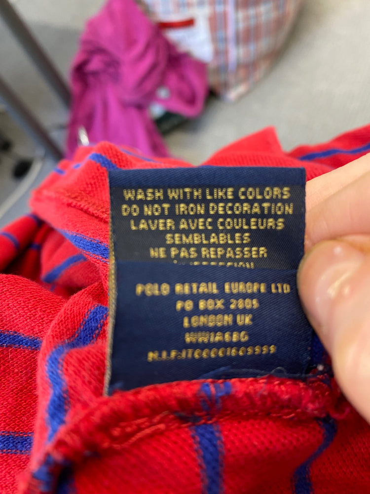 Fabulous Polo Jean Company Polo Shirt Ralp Lauren XXL Red with Blue Stripes KM001