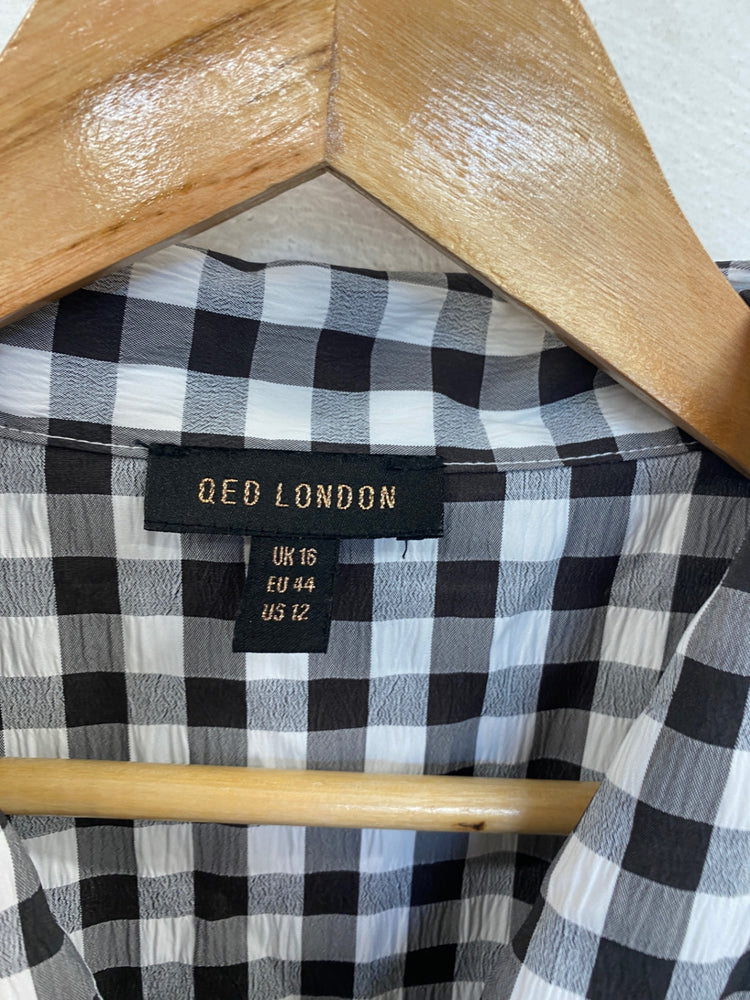 Fabulous QED London Dress UK 16 Black and White Checkered LB001