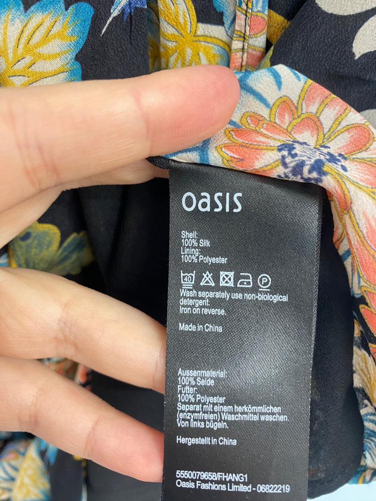 Fabulous Oasis Dress UK 10 Black with Floral Patterns