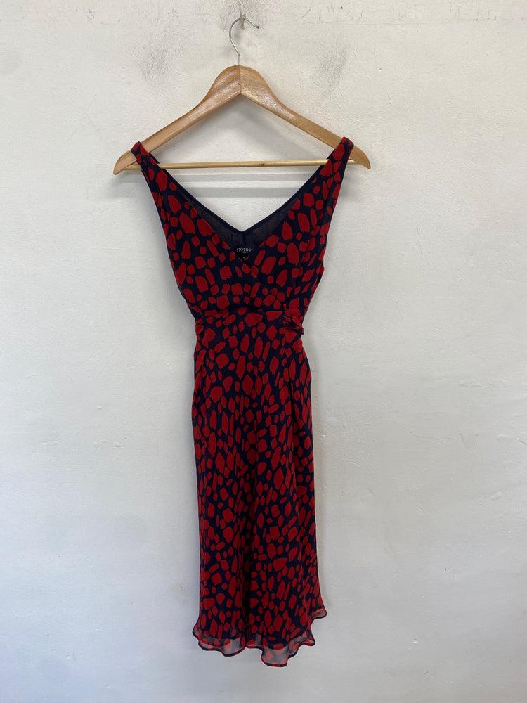 Fabulous HOBBS Dress UK 8 Red and Navy Blue wedding guest WLH01