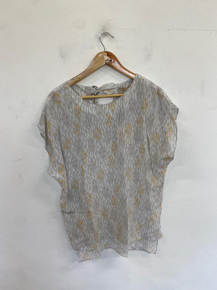 Fabulous Modern Rarity Blouse UK 8 Gray with Yellow Patterns WLH01