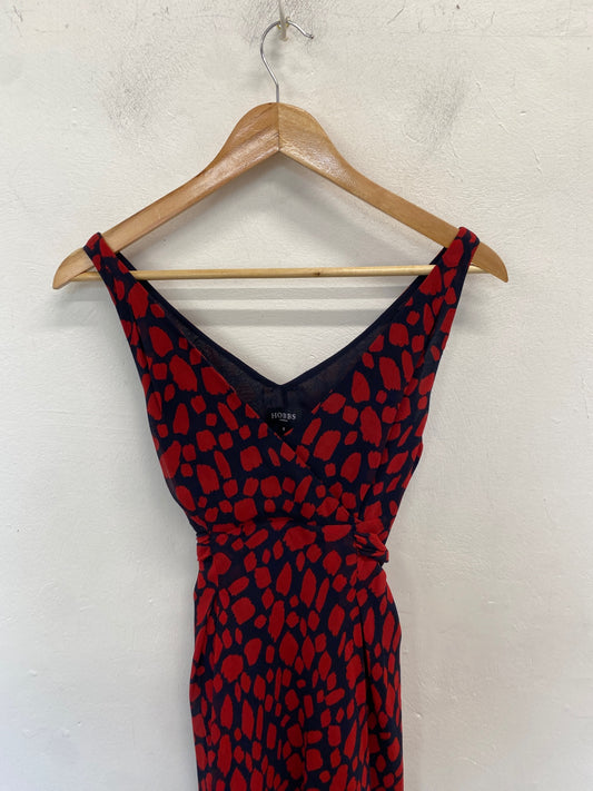 Fabulous HOBBS Dress UK 8 Red and Navy Blue wedding guest WLH01