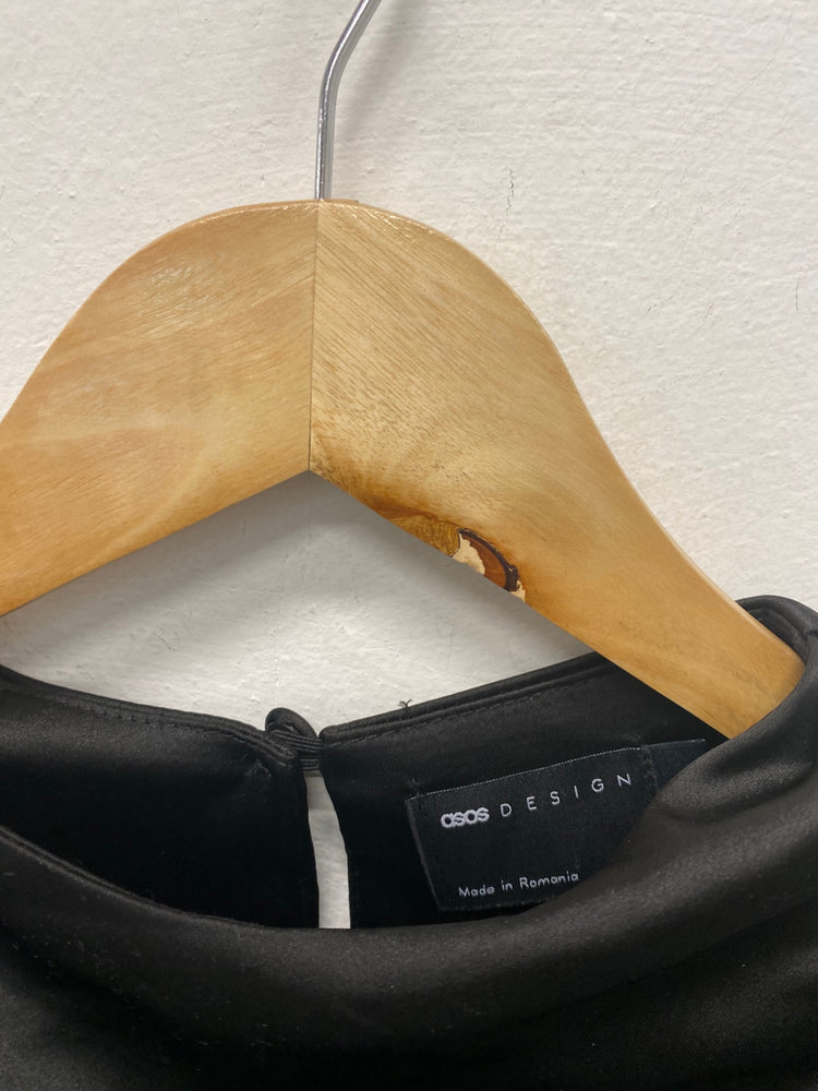 Fabulous Asos Design Blouse UK 8 Black Oriental slash neck RG020