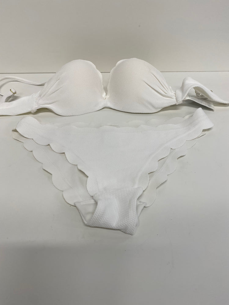 Gorgeous H&M Bikini uk8 White Cup 32C scallop edge RG020