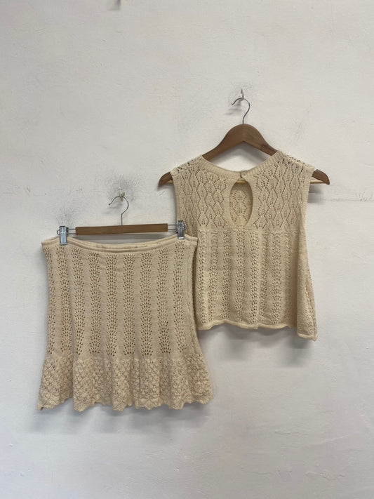Fabulous Shein Knitted Top and Skirt Set S Beige RG020