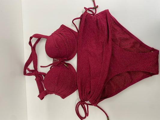 Gorgeous POR moi Swimsuit S Burgundy sparkle metallic summer vibe RG020