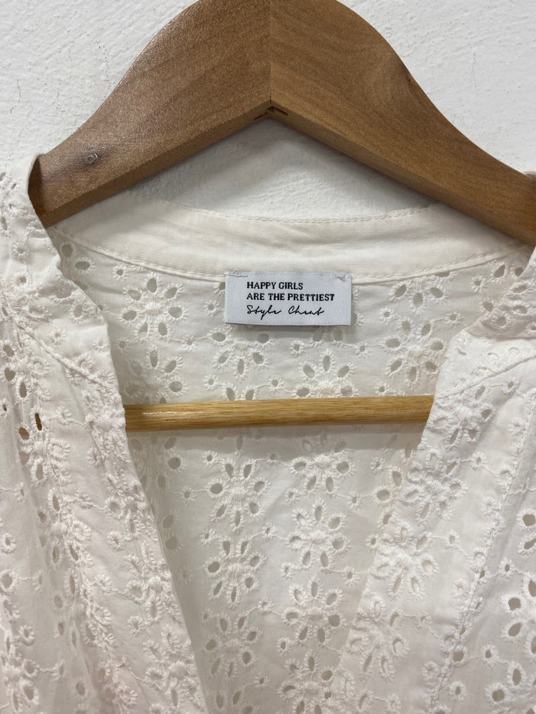 Gorgeous Style Cheat Boho Broderie Mini Dress UK 10 Off-white RG020