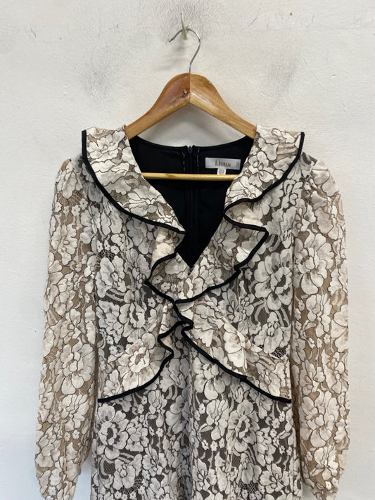 Fabulous Liena Dress Uk 12 Beige with black details RG020