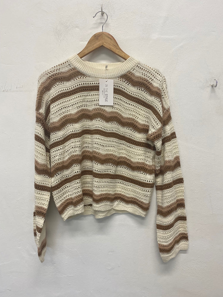 Fabulous IN THE STYLE crochet boho Sweater 10/12 Beige, Brown, Cream RG020