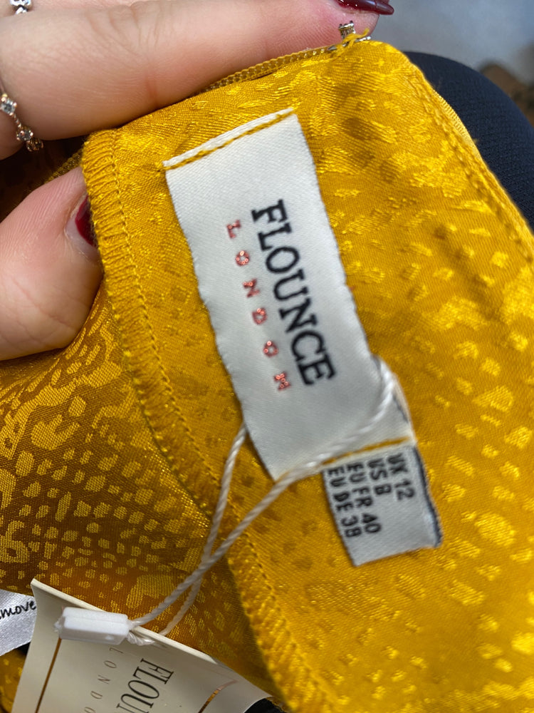 Fabulous Flounce London Dress Uk 12 Mustard yellow RG020