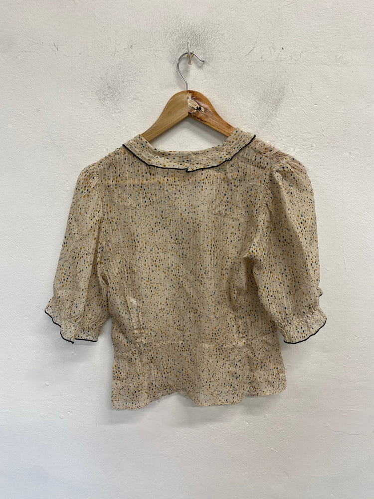 Fabulous Bellerose Blouse Uk 6 Beige with multicolored dots boho RG020