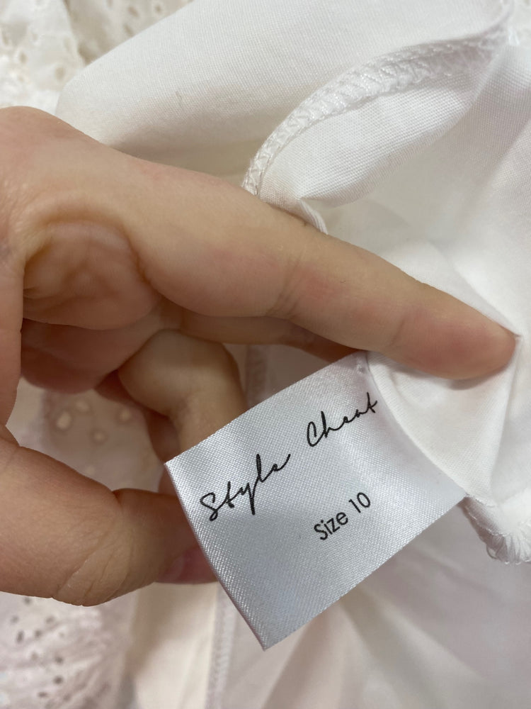 Gorgeous Style Cheat Boho Broderie Mini Dress UK 10 Off-white RG020