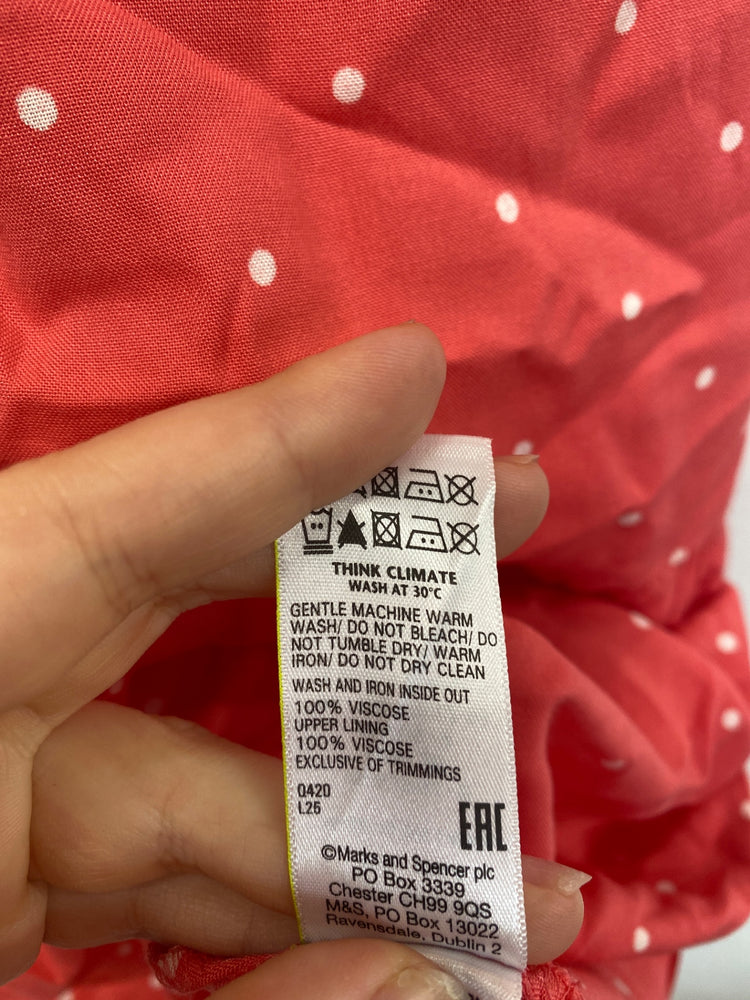 Marks and Spencer Boho Chic Midi Dress UK 8 Red & White Polkadot RG020