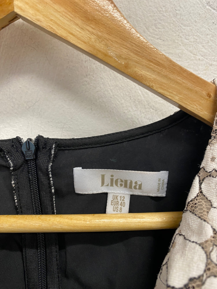 Fabulous Liena Dress Uk 12 Beige with black details RG020