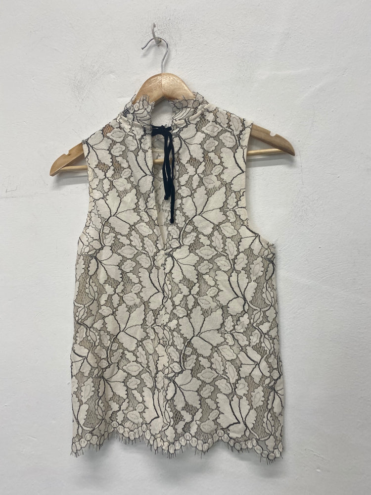 Fabulous H&M Sleeveless lace top Uk6 Ivory & black RG020
