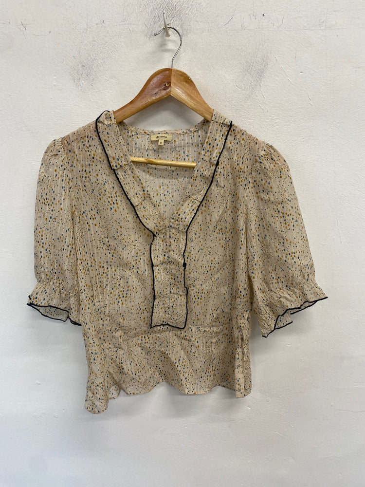 Fabulous Bellerose Blouse Uk 6 Beige with multicolored dots boho RG020