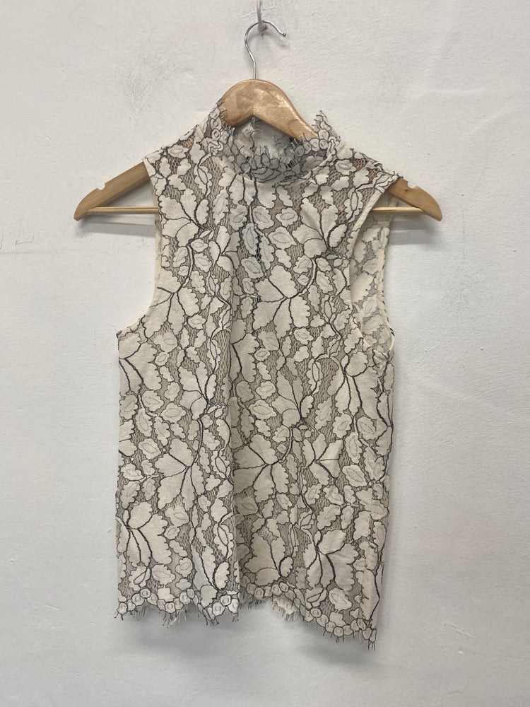 Fabulous H&M Sleeveless lace top Uk6 Ivory & black RG020