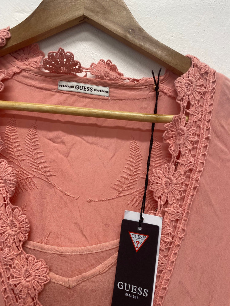 Fabulous Guess Maxi Dress XS Coral Botanical Embroidered Lacey RG020