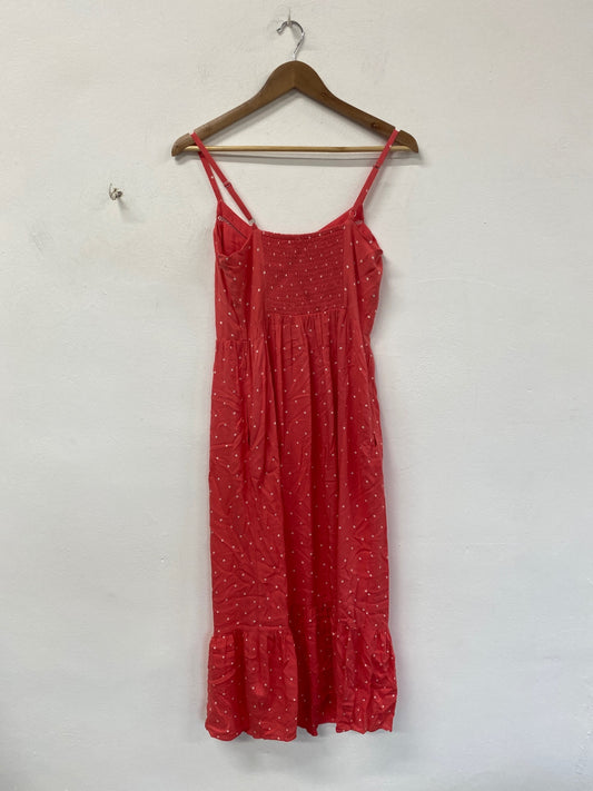 Marks and Spencer Boho Chic Midi Dress UK 8 Red & White Polkadot RG020