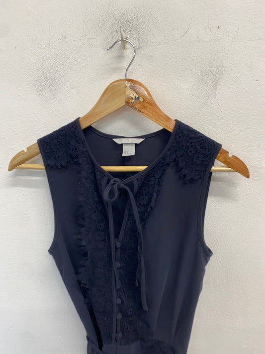 Gorgeous H&M Playsuit UK 8 Navy lace boho summery RG020