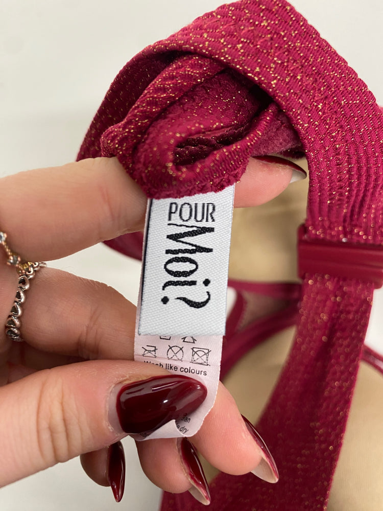 Gorgeous POR moi Swimsuit S Burgundy sparkle metallic summer vibe RG020