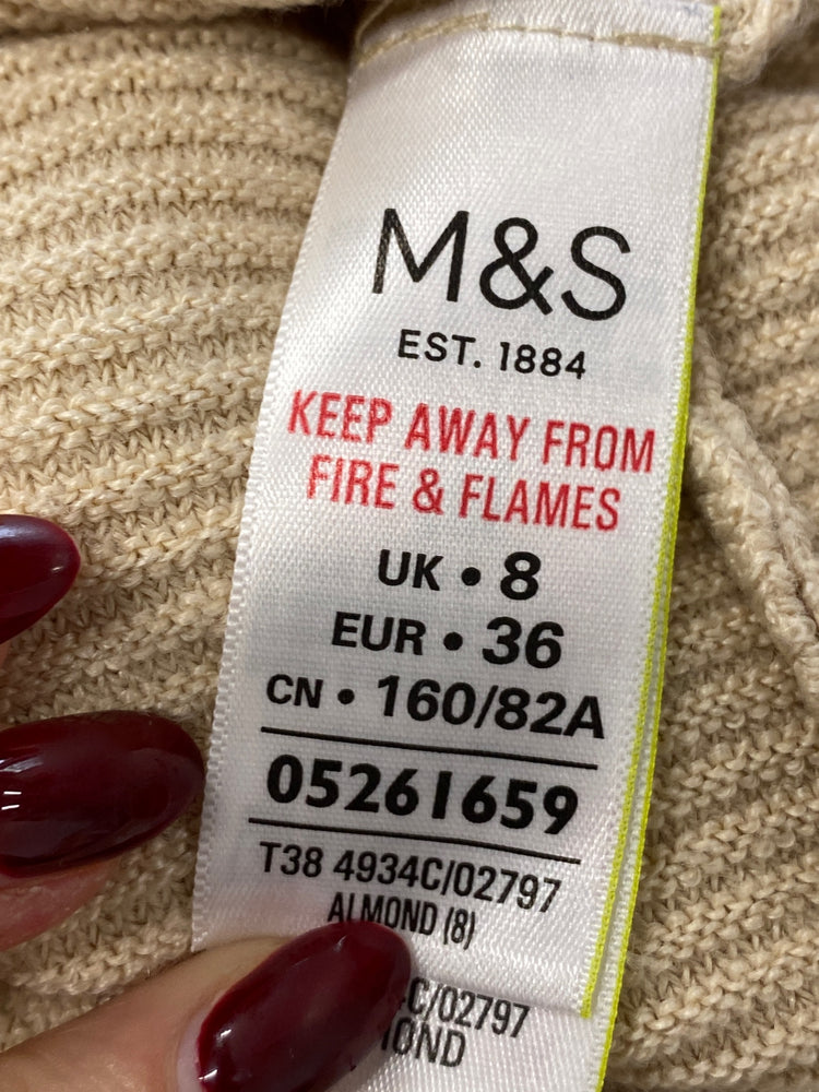 Gorgeous Marks & Spencers Sweater top S Beige ribbed RG020