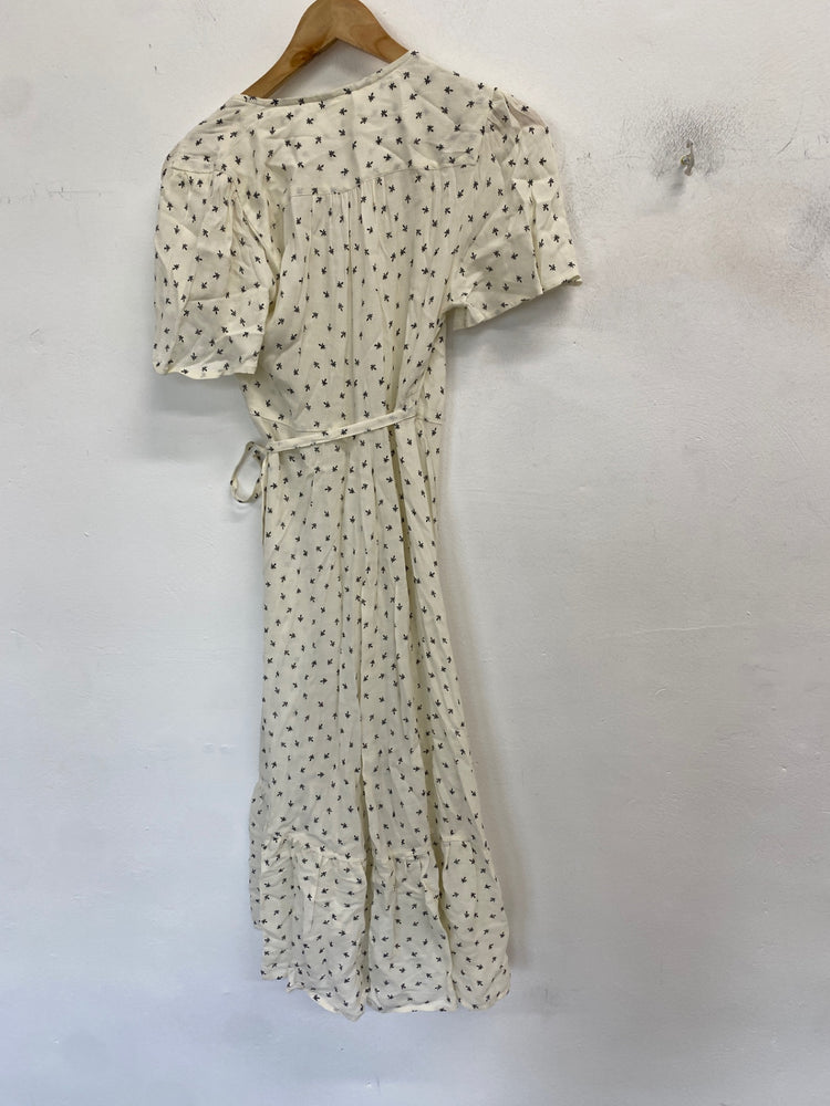 Fabulous PER UÑA Dress Uk 6 Cream with black floral pattern