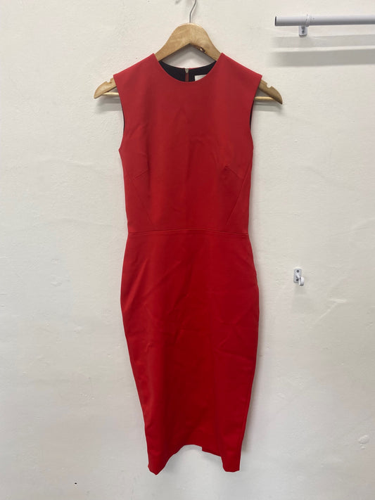 Fabulous Victoria Beckham wiggle Pencil Dress UK 8 Red RG020