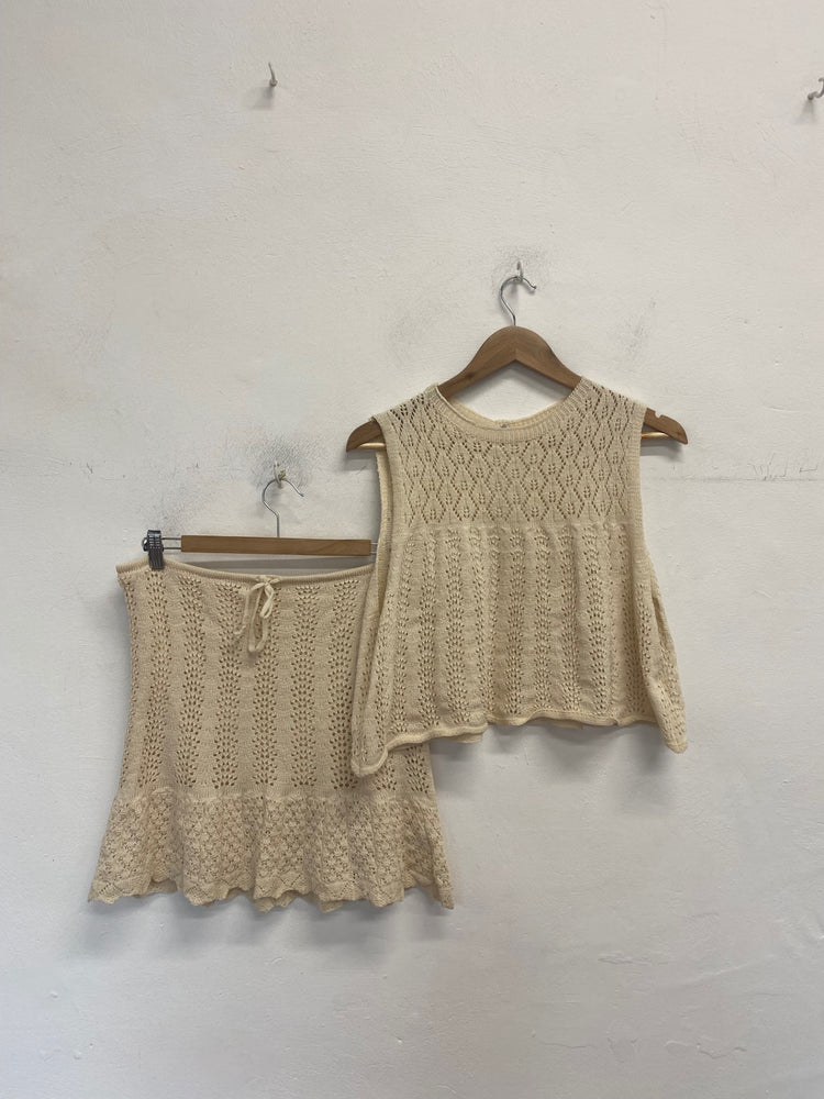 Fabulous Shein Knitted Top and Skirt Set S Beige RG020