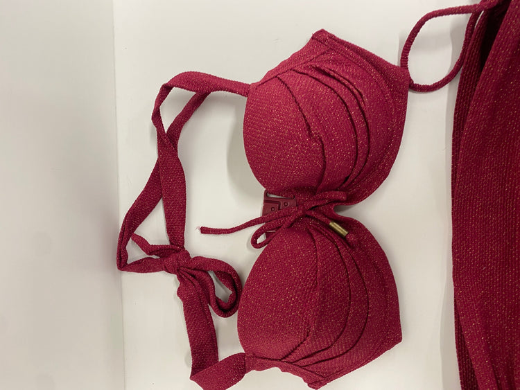 Gorgeous POR moi Swimsuit S Burgundy sparkle metallic summer vibe RG020