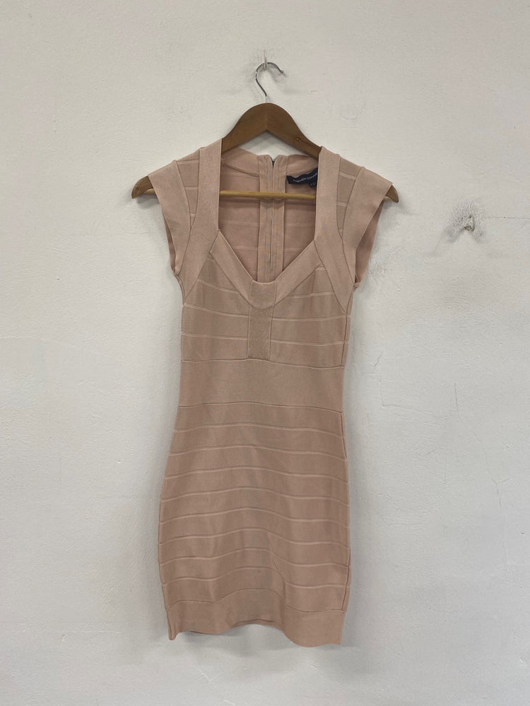Fabulous French Connection Bodycon Dress UK 8 Blush Pink RG020
