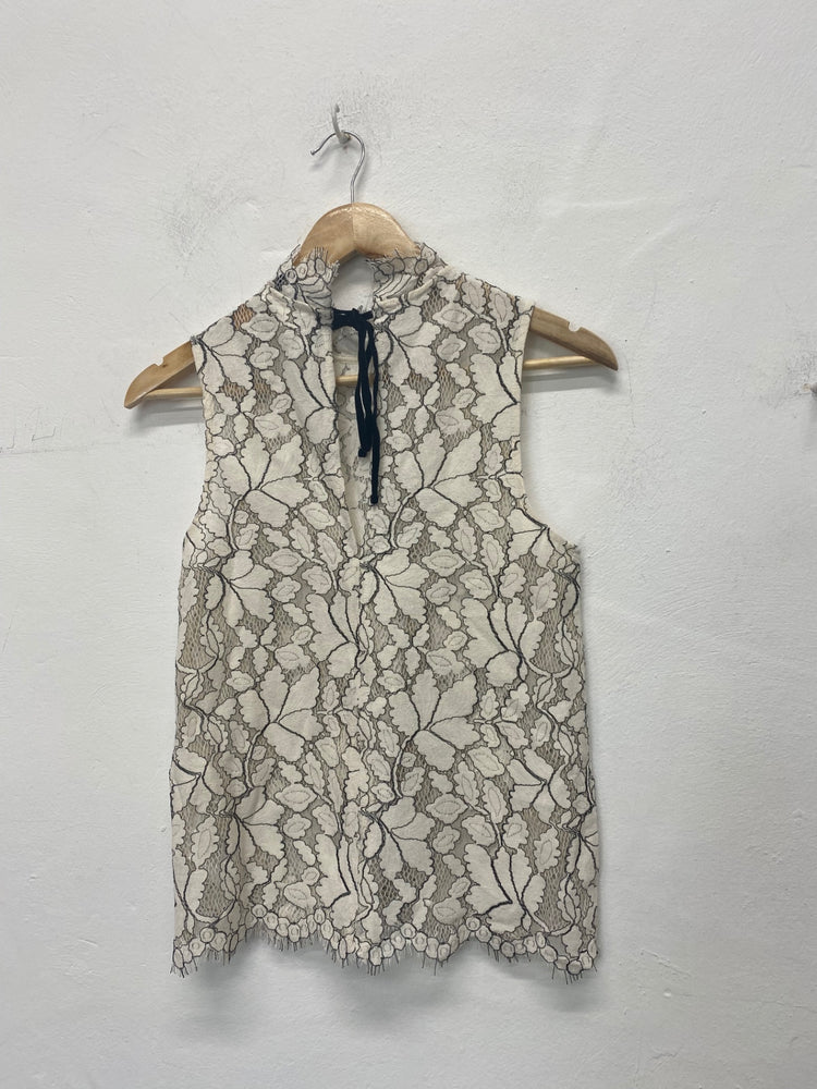 Fabulous H&M Sleeveless lace top Uk6 Ivory & black RG020