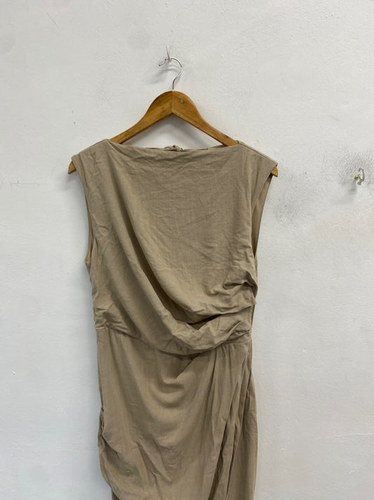 Gorgeous Asos Design Dress UK 10 Beige linen summer CP002