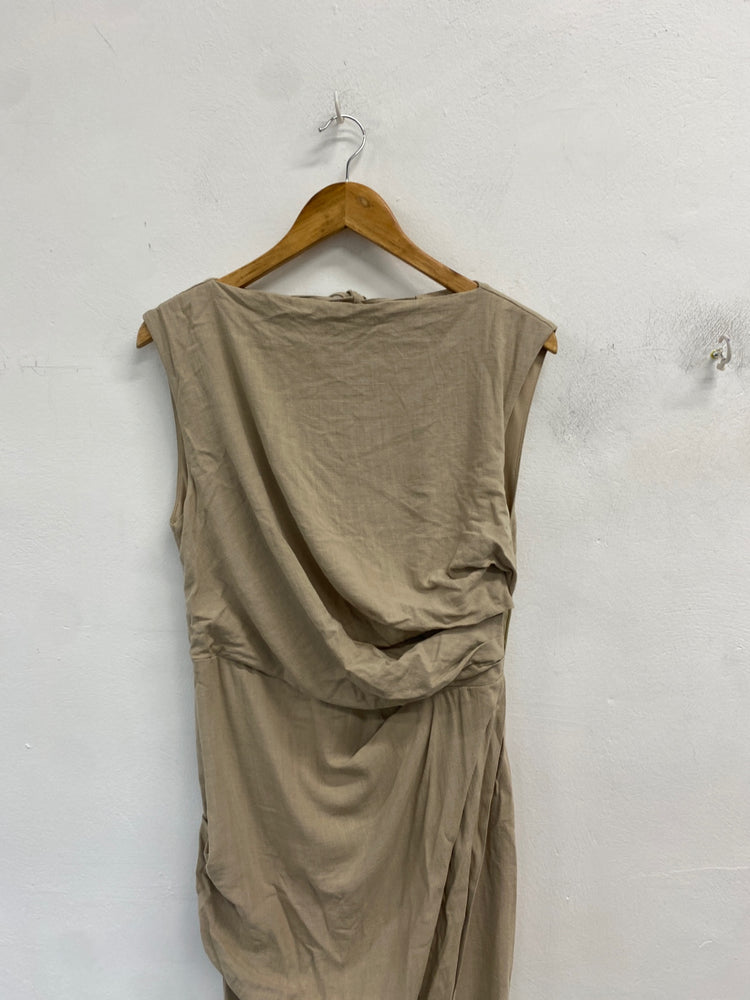 Gorgeous Asos Design Dress UK 10 Beige linen summer CP002