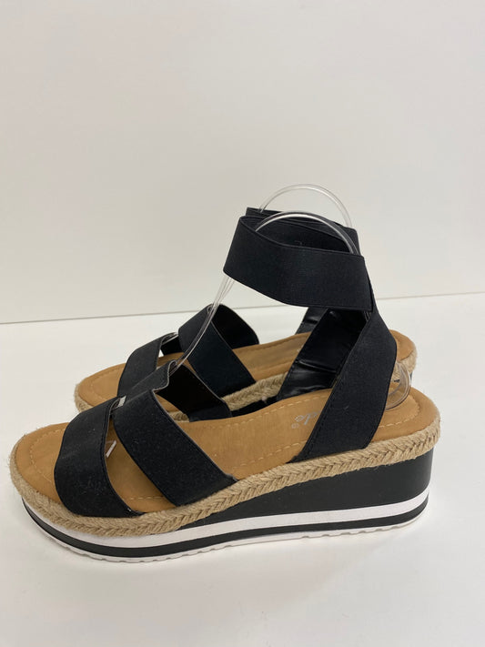 Gorgeous Weide Sandals Uk7 Black ankle strap wedge MS008