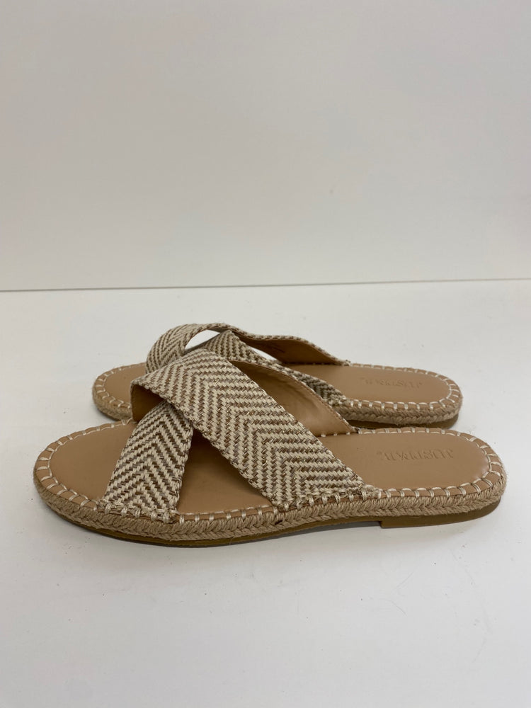 Gorgeous JustFab Sandals Uk7 Beige hessian & ivory MS008
