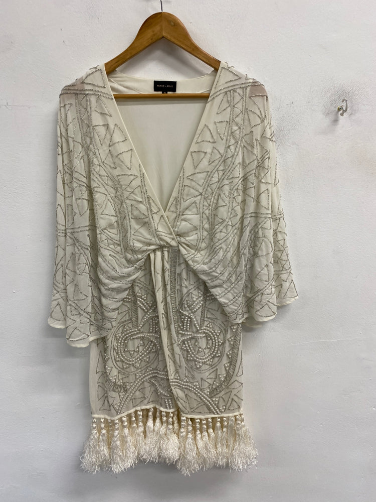 Gorgeous Peace + love Evening Dress hen do bridal UK 10 Ivory sequin CP002