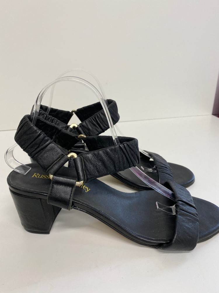 Gorgeous Russell & Bromley Sandals UK 8 Black Leather mid block heels DF001