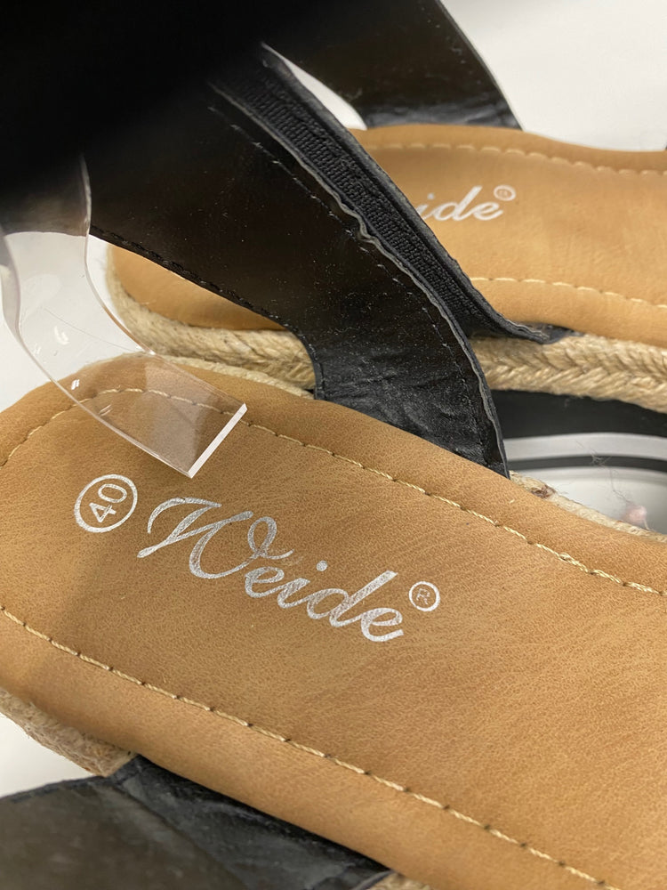 Gorgeous Weide Sandals Uk7 Black ankle strap wedge MS008