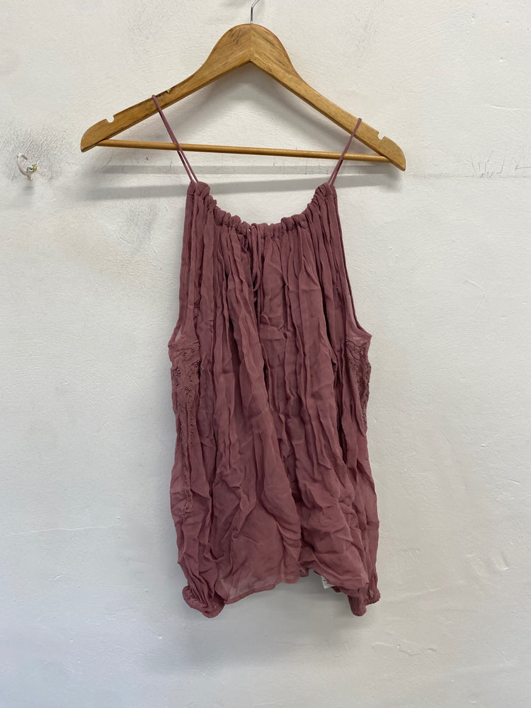 Gorgeous Next Halterneck top UK 16 Purple cut out shoulder summer boho DF001