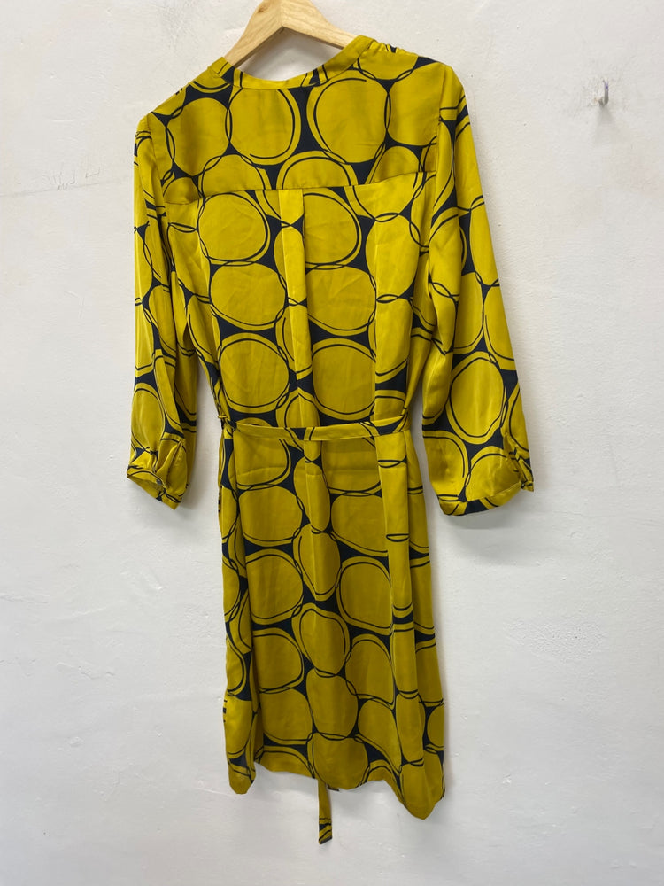 Gorgeous Clements Ribeiro Shirt Dress uk16 Yellow & Navy Swirls