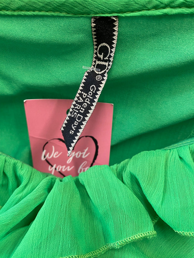 Gorgeous Golden Days Paris Midi Dress XL Emerald Green Romantic floaty KM001