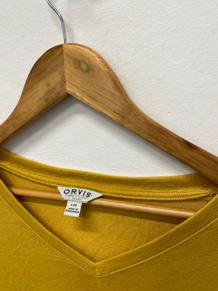 Stunning Orvis T-Shirt L Mustard yellow loose fit knit KM001