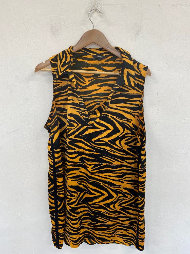 Gorgeous Next Mini Sheath dress UK 18 Orange & Black Animal Print DF001