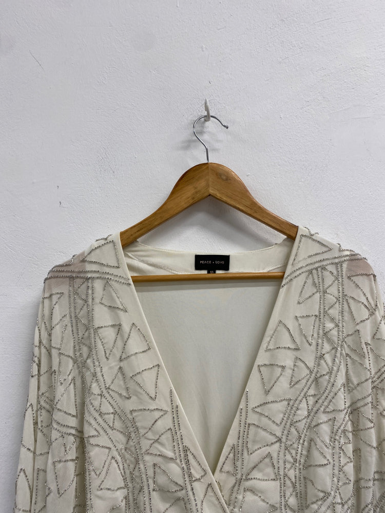 Gorgeous Peace + love Evening Dress hen do bridal UK 10 Ivory sequin CP002