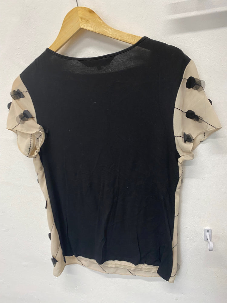 Gorgeous Principles Blouse uk14 Beige Black Ben de Lisi KM001
